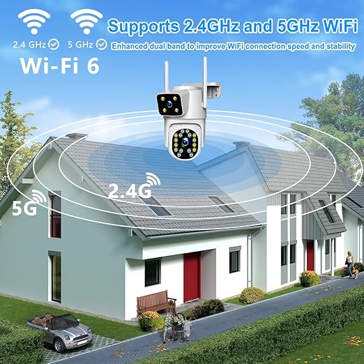 2NLF Dual Lens Outdoor Security Camera Wireless 5G/2.4G, 4MP Security Camera Outdoor with 360° Vision, Color Night Vision, Motion Detection, 2-Way Audio, SD/Cloud Storage, IP66 Waterproof