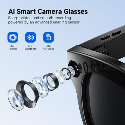 AI Smart Glasses with 4K Camera & Bluetooth 5.3 – Hands-Free POV Recording & HiFi Audio