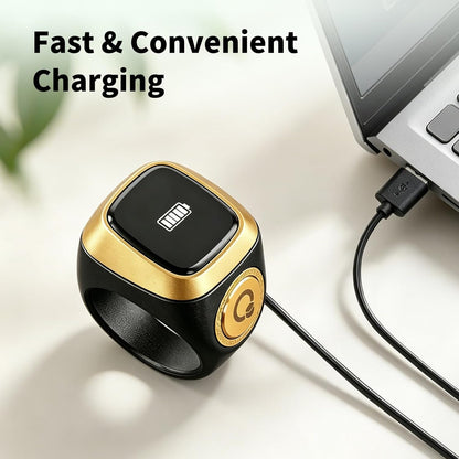 iQIBLA Smart Tasbih Zikr Ring- Muslim Prayer- Prayer timing reminder- OLED display- Tasbih Counter- Smart Ring- Wearable Technology- Waterproof Black 22mm- E0120BK- 20mm- USB