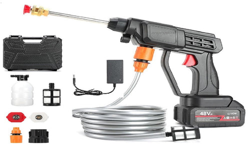 48VF Cordless Pressure Washer Kit - Portable Battery Powered Car Washer with 2 Batteries, Foam Cannon & 6m Hose - High Pressure Cleaning Gun for Car, Home, Patio & Garden
