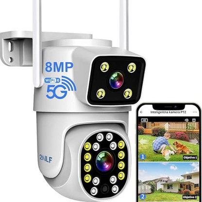 2NLF Dual Lens Outdoor Security Camera Wireless 5G/2.4G, 4MP Security Camera Outdoor with 360° Vision, Color Night Vision, Motion Detection, 2-Way Audio, SD/Cloud Storage, IP66 Waterproof