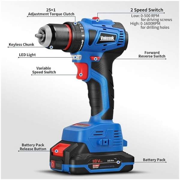 18V Brushless Cordless Drill Set, 2-Speed