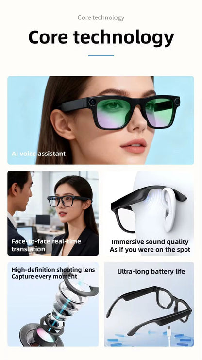 AI Smart Glasses with 4K Camera & Bluetooth 5.3 – Hands-Free POV Recording & HiFi Audio