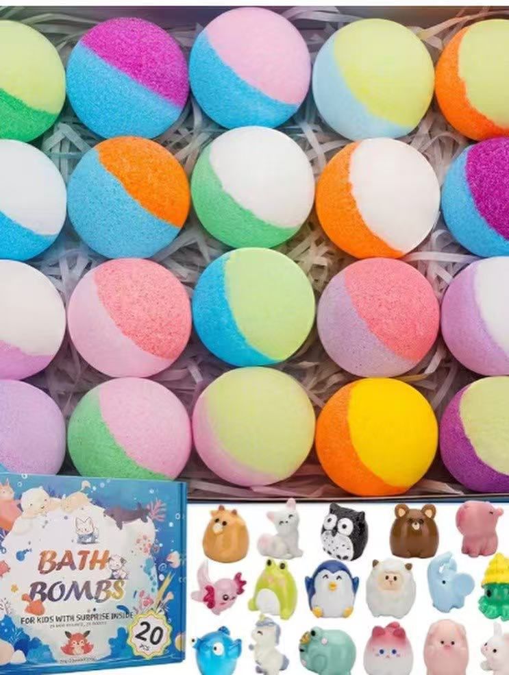 Kids Surprise Bath Bombs with Hidden Toys | Ocean Series Rainbow Fizzing Bath Balls (12-Pack)