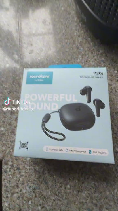Soundcore by Anker P20i True Wireless Earbuds, 10mm Drivers with Big Bass, Bluetooth 5.3, 30H Long Playtime, Water-Resistant, 2 Mics for AI Clear Calls, 22 Preset EQs, Customization via App