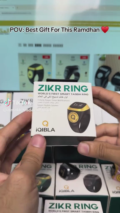 iQIBLA Smart Tasbih Zikr Ring- Muslim Prayer- Prayer timing reminder- OLED display- Tasbih Counter- Smart Ring- Wearable Technology- Waterproof Black 22mm- E0120BK- 20mm- USB
