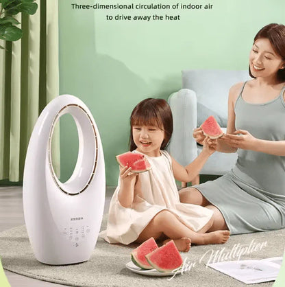 Bladeless Fan Table Fan With 4 LED Night Light Rechargeable Battery 3 Speeds Touch Control Portable Desk Fan Tower Fan With Remote Control Cooling Fan With Touch Control Floor Fan TB-960